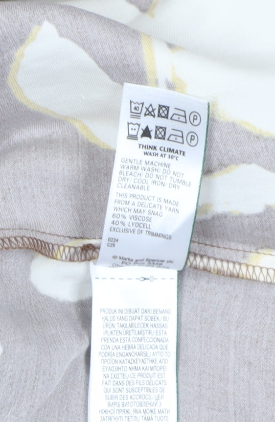 Marks and Spencer Women's Brown Floral Shift Dress Size 18