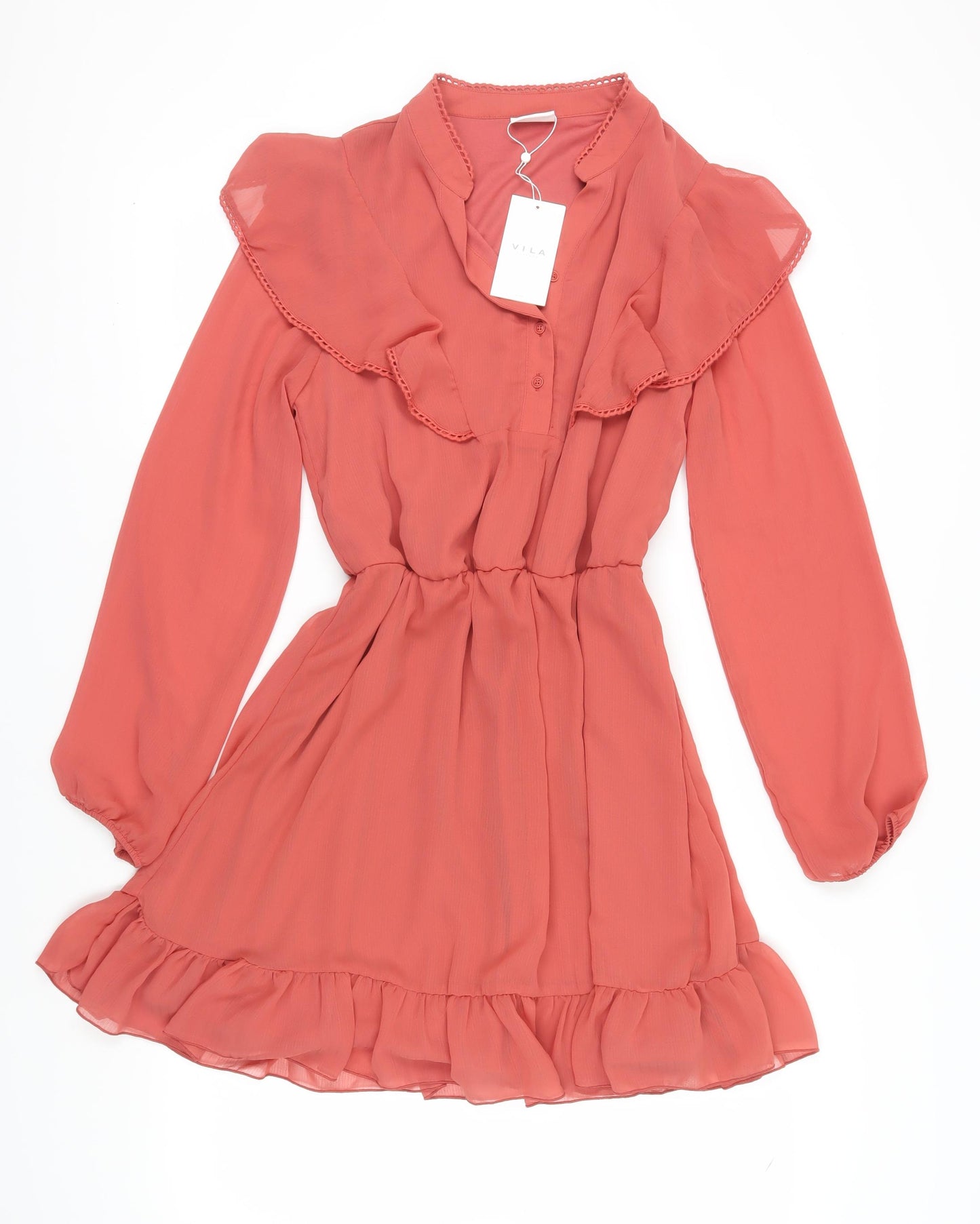 Vila Women's Orange Fit & Flare Dress, Size 12