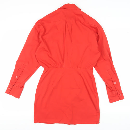 ZARA Women Red Collared Shirt Dress Size 8