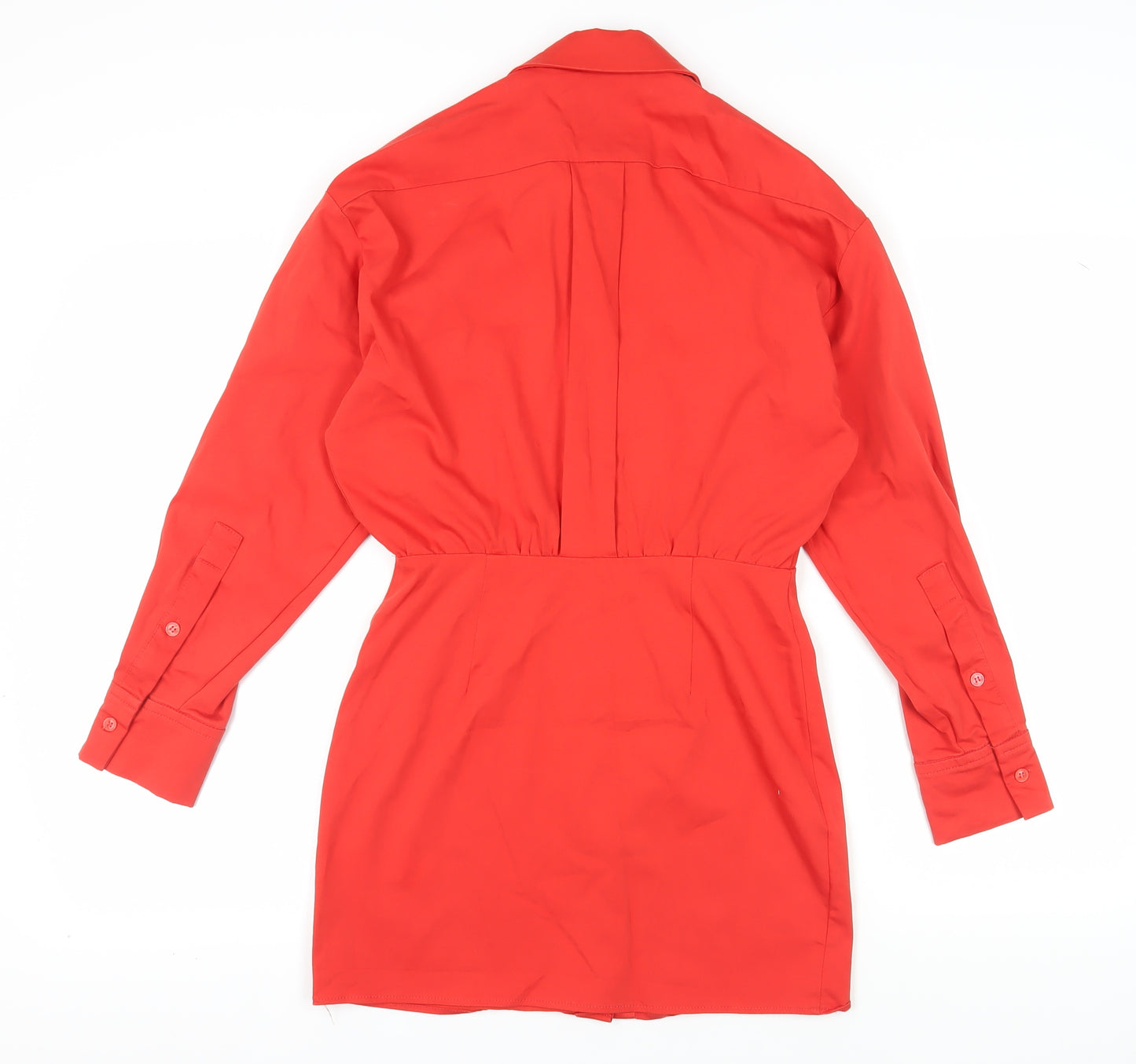ZARA Women Red Collared Shirt Dress Size 8