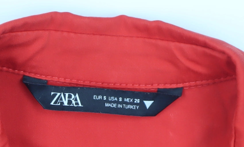 ZARA Women Red Collared Shirt Dress Size 8