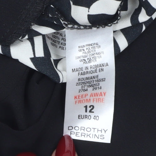 Dorothy Perkins Women Black Geometric Sheath Dress Size 12