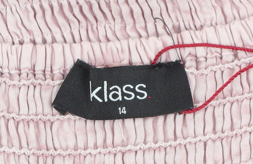 Klass Women's Dusky Pink Cotton Midi Swing Dress