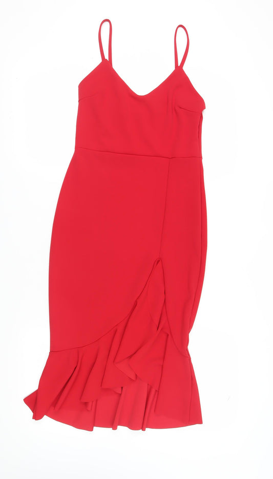 Boohoo Women's Red Midi Slip Dress Size 12