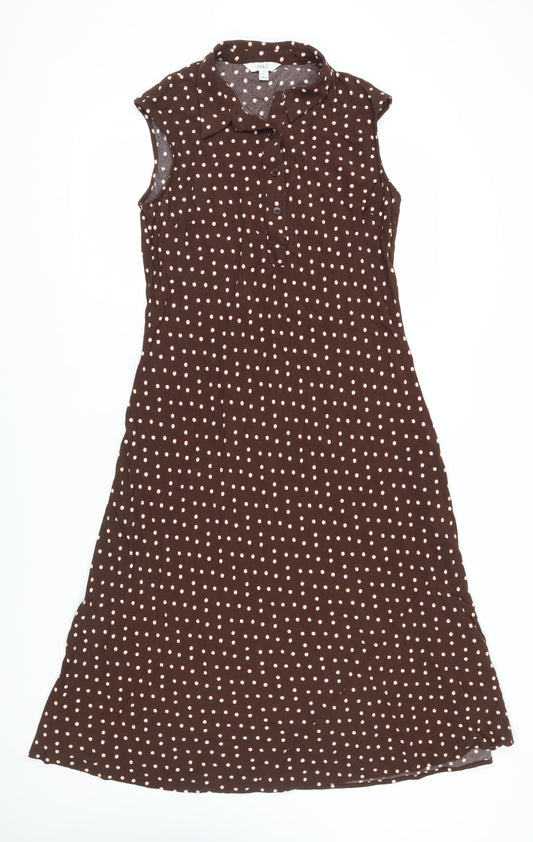 Marks and Spencer Women's Brown Polka Dot Shirt Dress Size 14