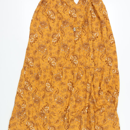 Zara Women's Brown Floral Midi Slip Dress S