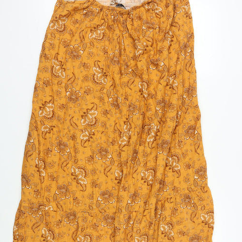 Zara Women's Brown Floral Midi Slip Dress S