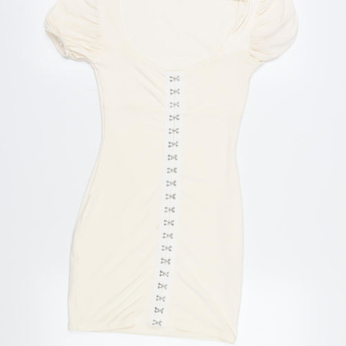 PrettyLittleThing Womens Ivory Bodycon Dress Size 4