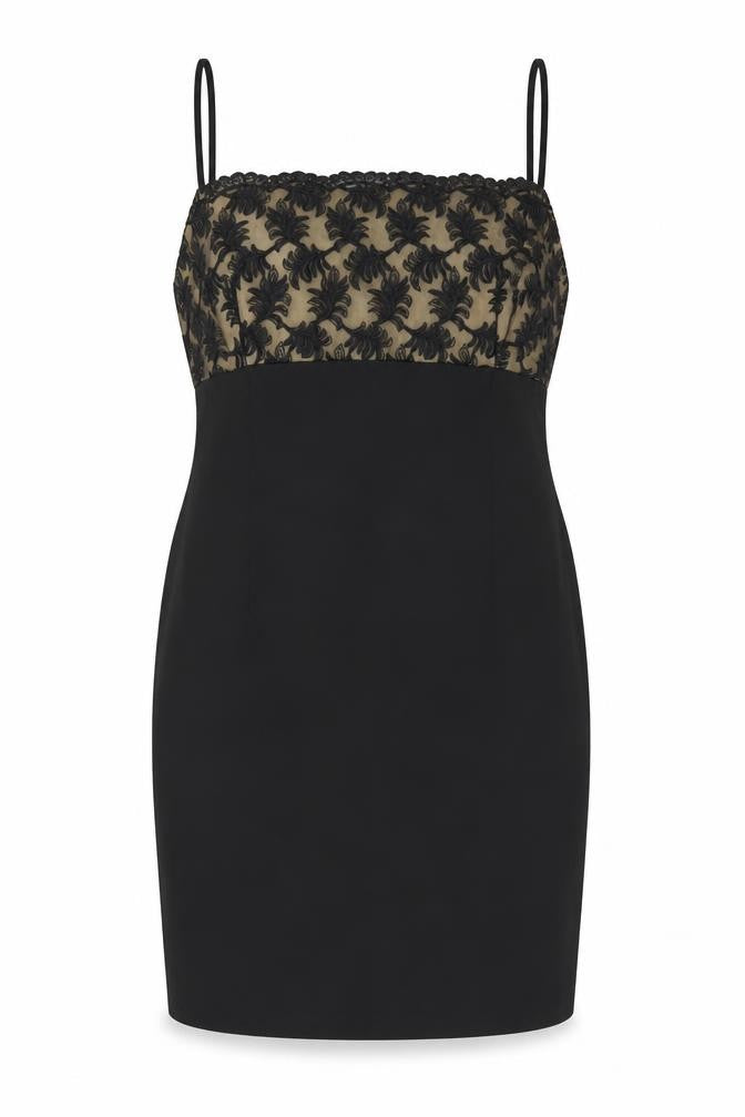 Day Meets Night Women's Black Lace Slip Dress, Size 14