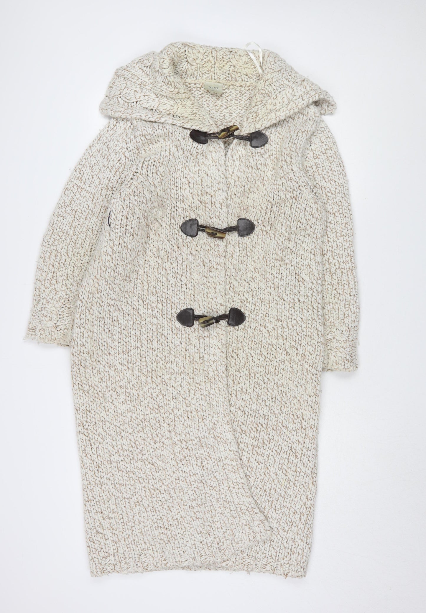 Next Women's Beige Hooded Cardigan - Medium