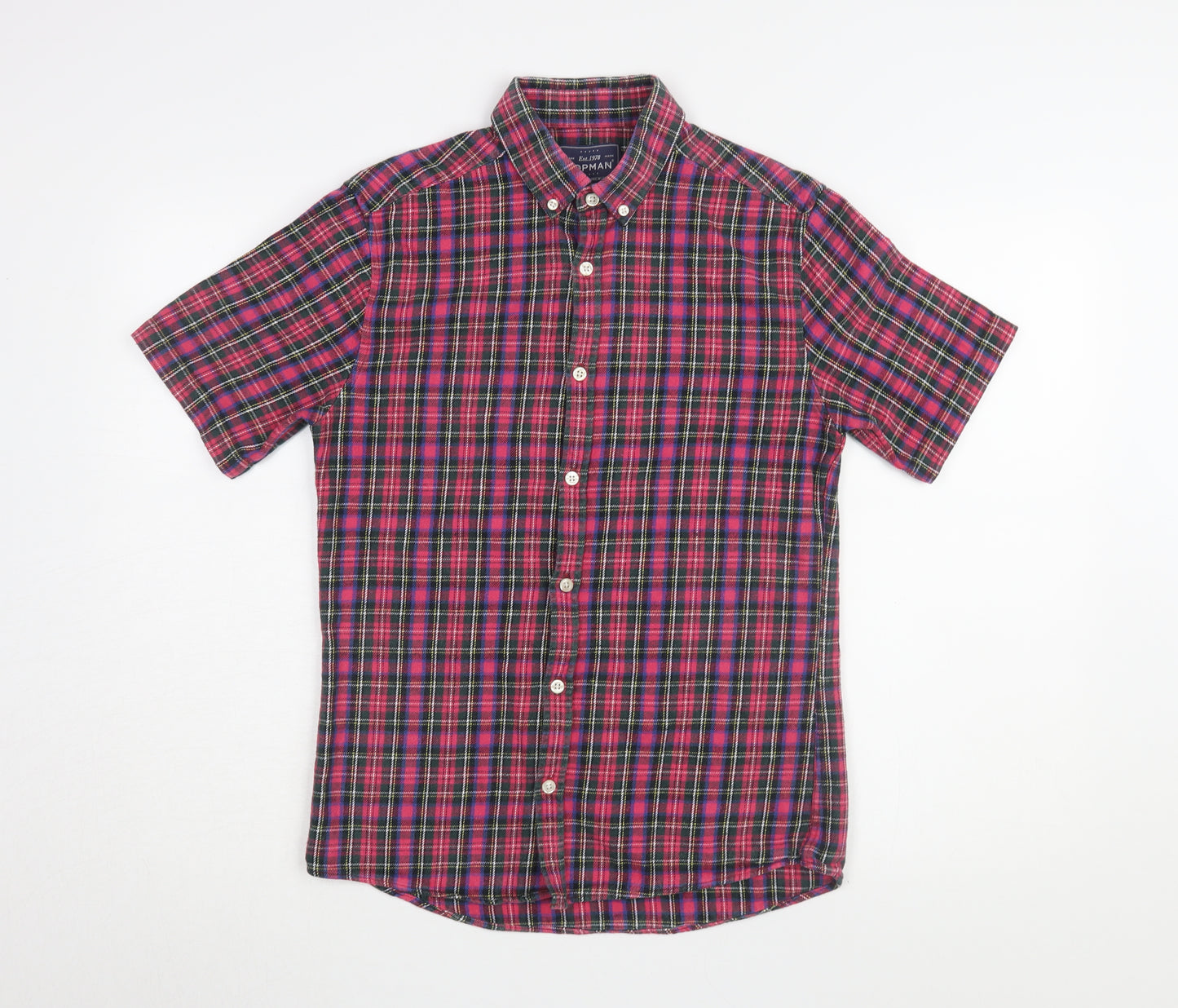 Topman Men's Multicoloured Classic Fit Plaid Shirt - S