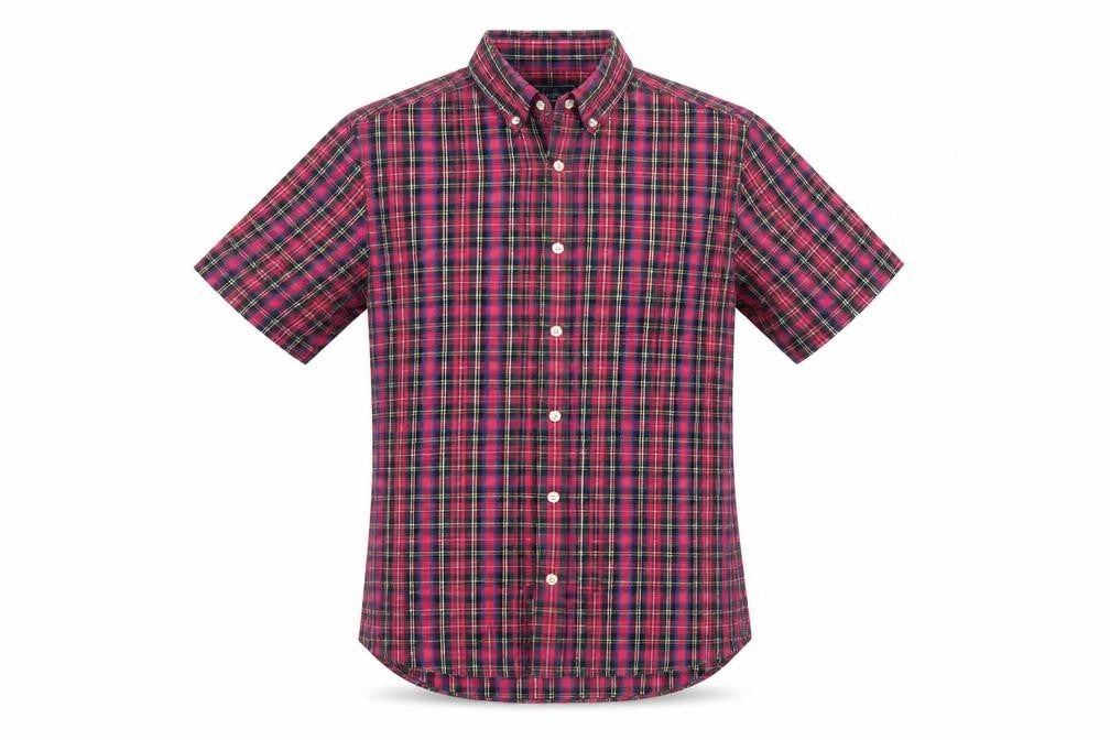 Front view of Topman Men's Multicoloured Classic Fit Plaid Shirt - S