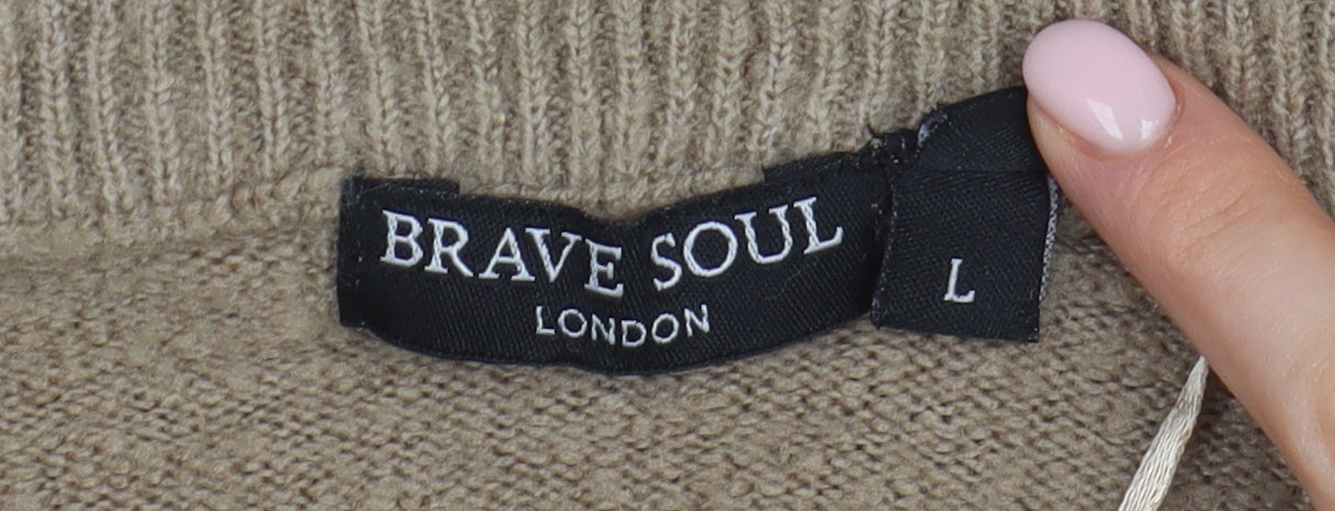 Brave Soul Women's Beige Pullover Jumper, Size L