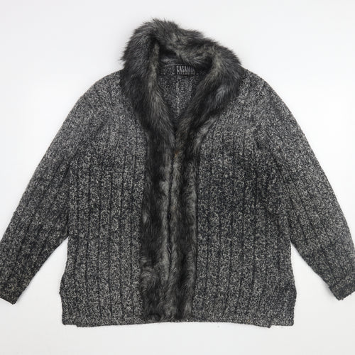Casamia Women's Grey Fur Trimmed Coatigan, One Size