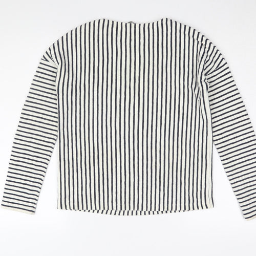 Marks and Spencer Women's White Striped T-Shirt Size 8