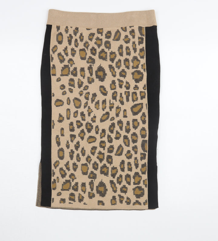 Marks and Spencer Women's Beige Animal Print Pencil Skirt, M