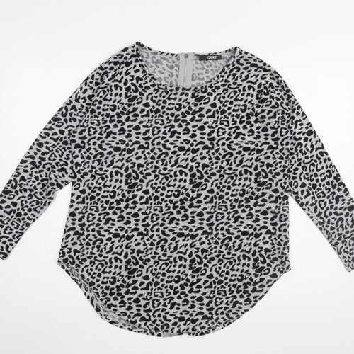 Quiz Women's Grey Animal Print Long Sleeve Top M