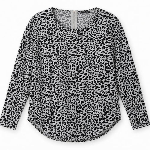 Quiz Women's Grey Animal Print Long Sleeve Top M