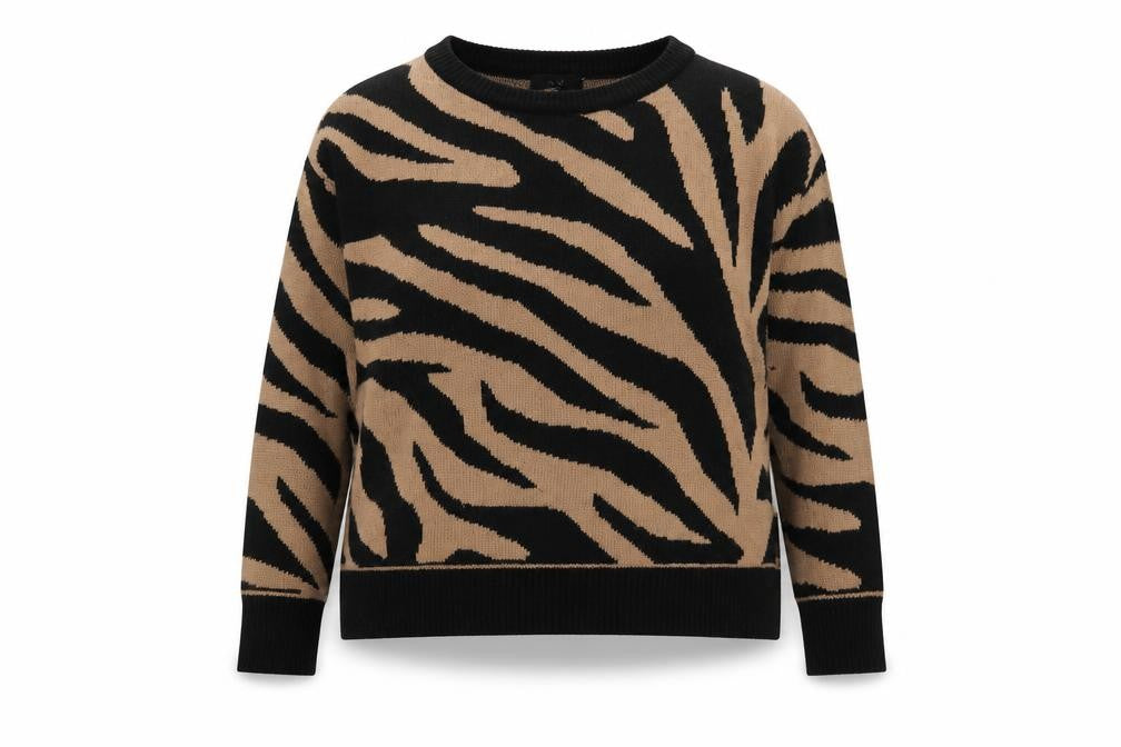 Front view of AX Paris Women's Black Animal Print jumper S