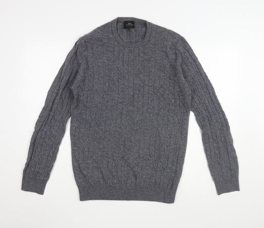 Moss London Grey Wool Crew Neck Pullover Jumper M