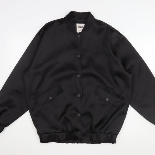 River Island Women's Black Bomber Jacket Size 6