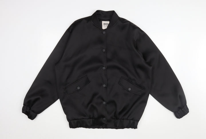 River Island Women's Black Bomber Jacket Size 6