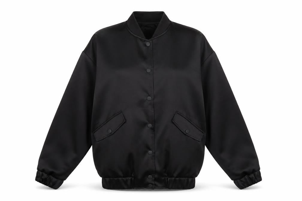 Front view of River Island Women's Black Bomber Jacket, size 6