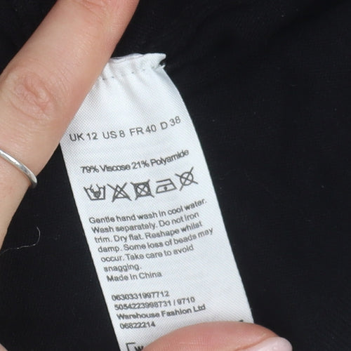 Warehouse Women's Black Shift Dress Size 12 Party