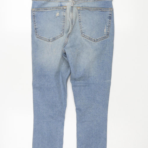 Topshop Women's Blue Skinny Jeans Size 10, Distressed, Cotton Blend