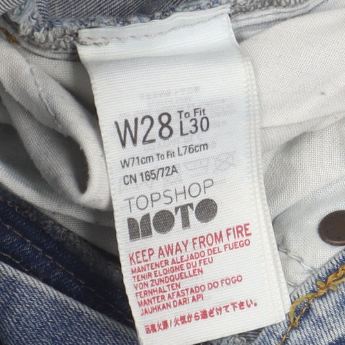 Topshop Women's Blue Skinny Jeans Size 10, Distressed, Cotton Blend