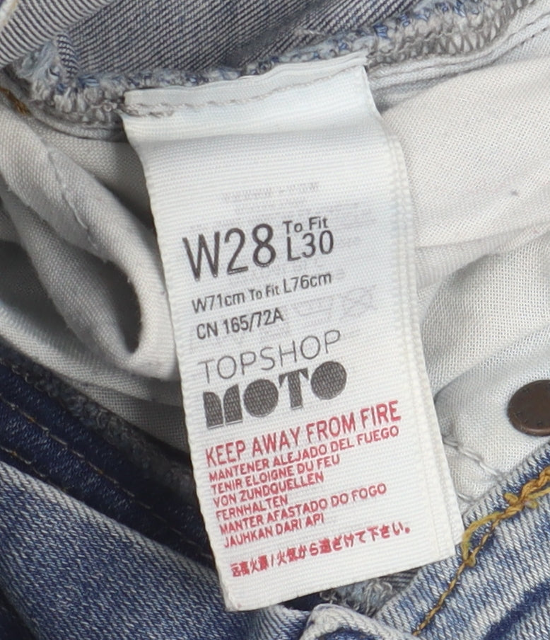 Topshop Women's Blue Skinny Jeans Size 10, Distressed, Cotton Blend