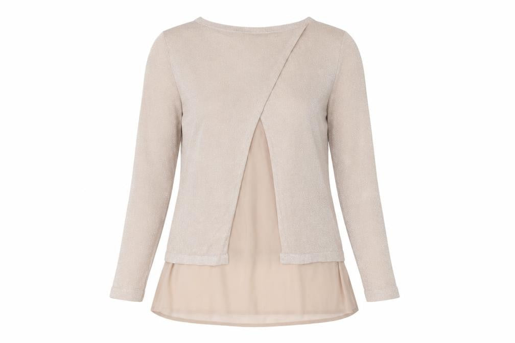 Front view of Wallis Women's Beige Long Sleeve Woven Top, size 12