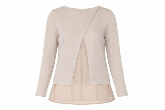 Front view of Wallis Women's Beige Long Sleeve Woven Top, size 12