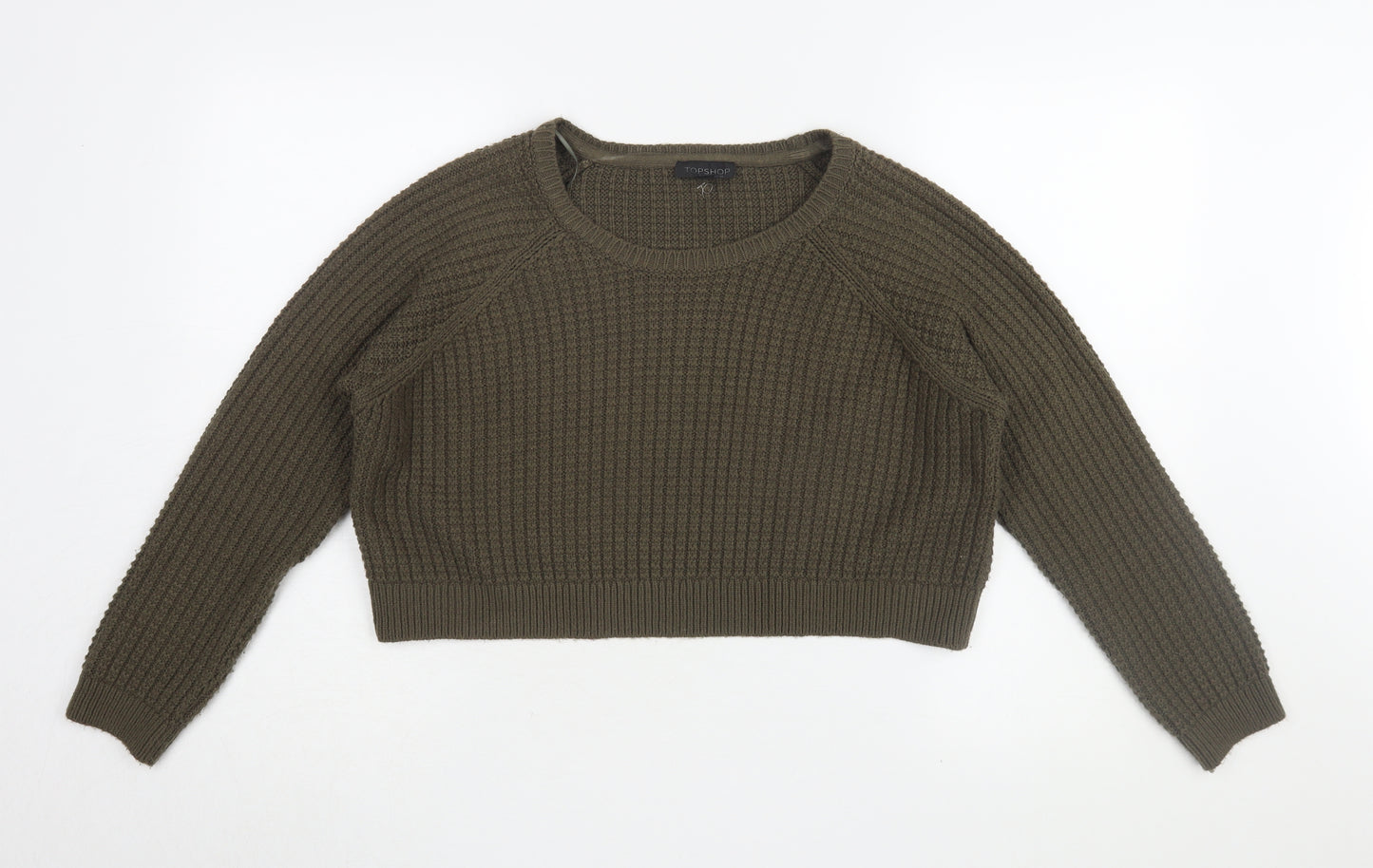 Topshop Women's Green Jumper, Size 10, Chunky Knit