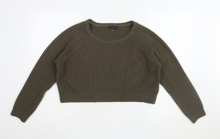 Topshop Women's Green Jumper, Size 10, Chunky Knit
