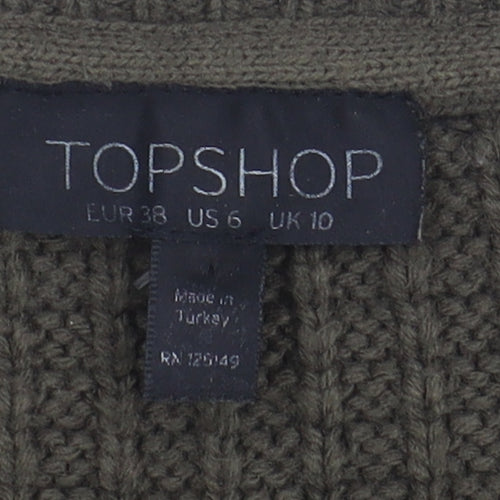 Topshop Women's Green Jumper, Size 10, Chunky Knit
