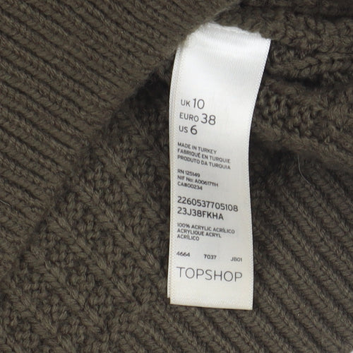 Topshop Women's Green Jumper, Size 10, Chunky Knit