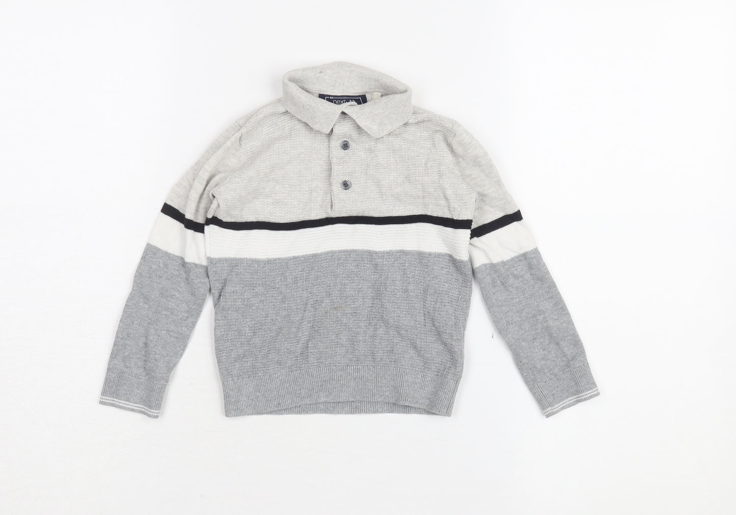 Next Boys' Grey Colourblock Polo Long Sleeve 3-4 Years