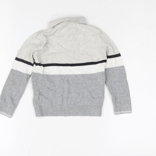 Next Boys' Grey Colourblock Polo Long Sleeve 3-4 Years