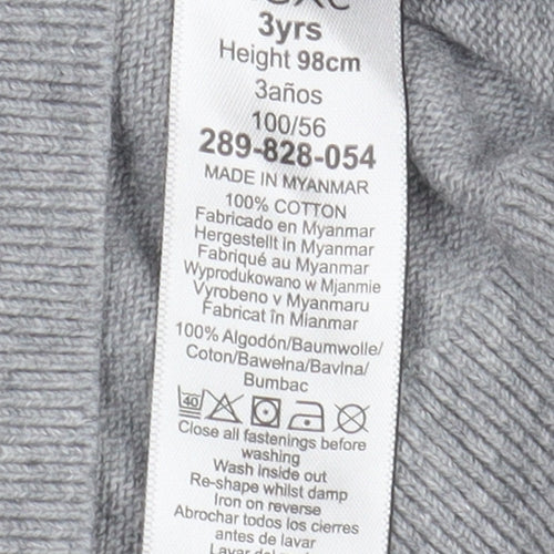 Next Boys' Grey Colourblock Polo Long Sleeve 3-4 Years