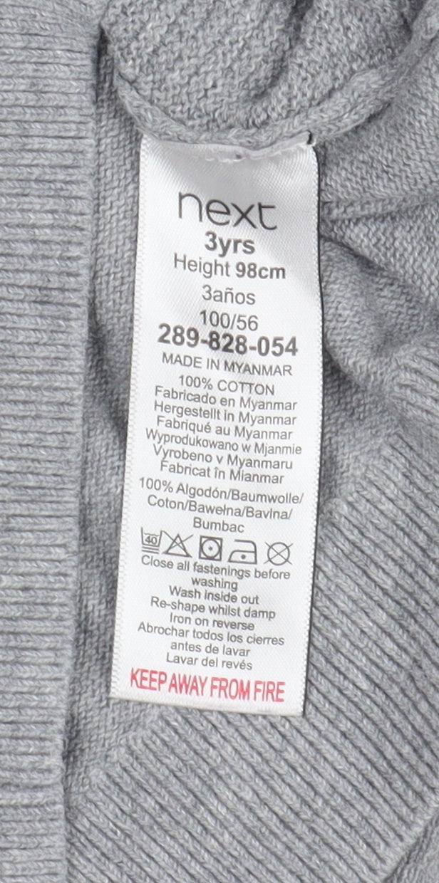 Next Boys' Grey Colourblock Polo Long Sleeve 3-4 Years