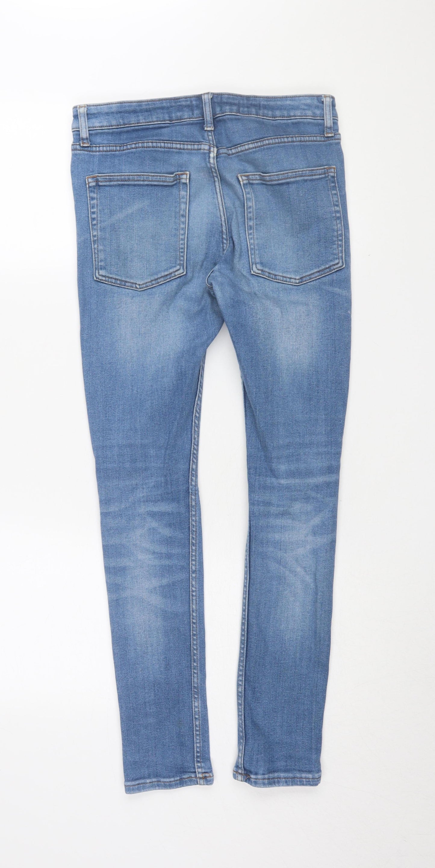 Topman Men's Blue Skinny Jeans Size 32R Distressed Denim