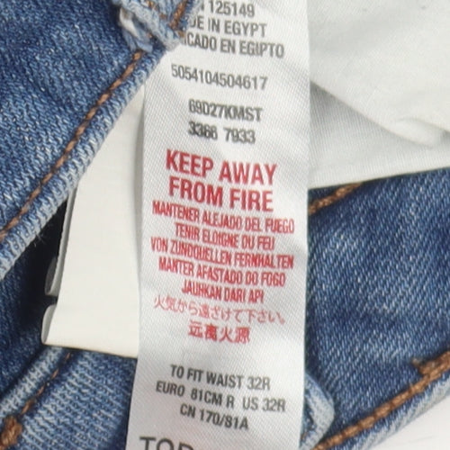 Topman Men's Blue Skinny Jeans Size 32R Distressed Denim