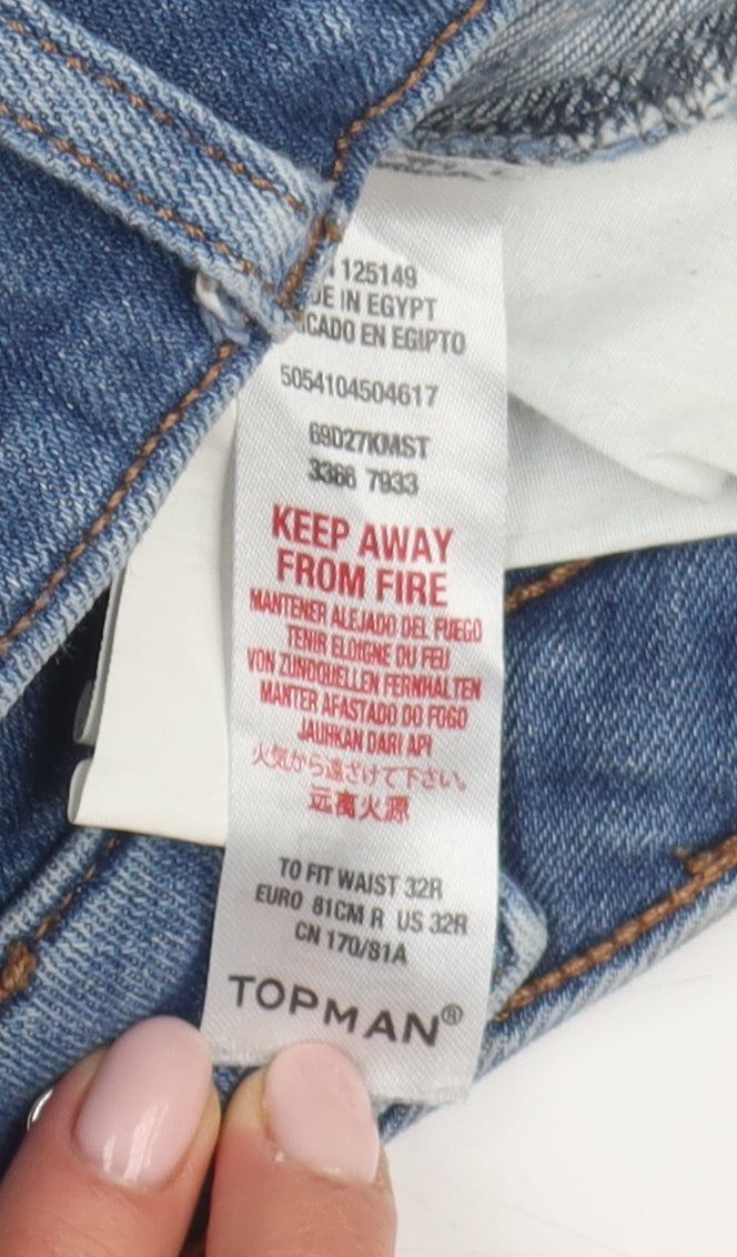 Topman Men's Blue Skinny Jeans Size 32R Distressed Denim