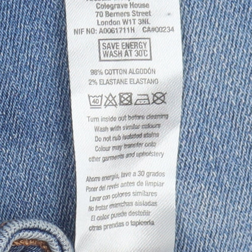 Topman Men's Blue Skinny Jeans Size 32R Distressed Denim