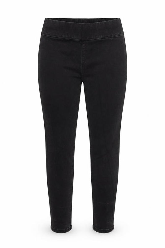 Front view of Mango Women's Black Slim Jegging, size 8, Stretch Denim