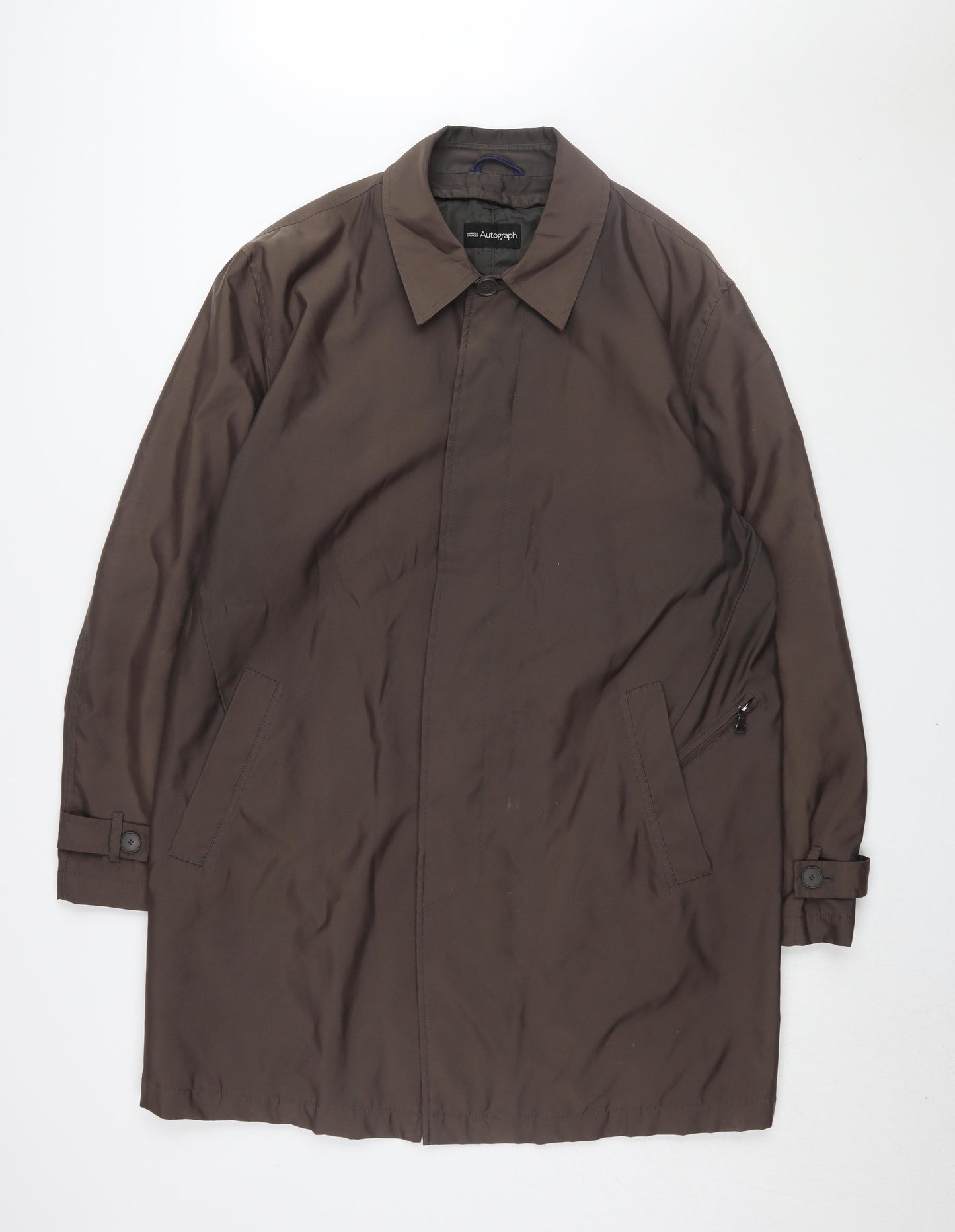 Marks and Spencer Men's Brown Overcoat, Size L, Water Resistant