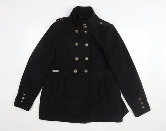 River Island Women's Black Military Coat Size 16