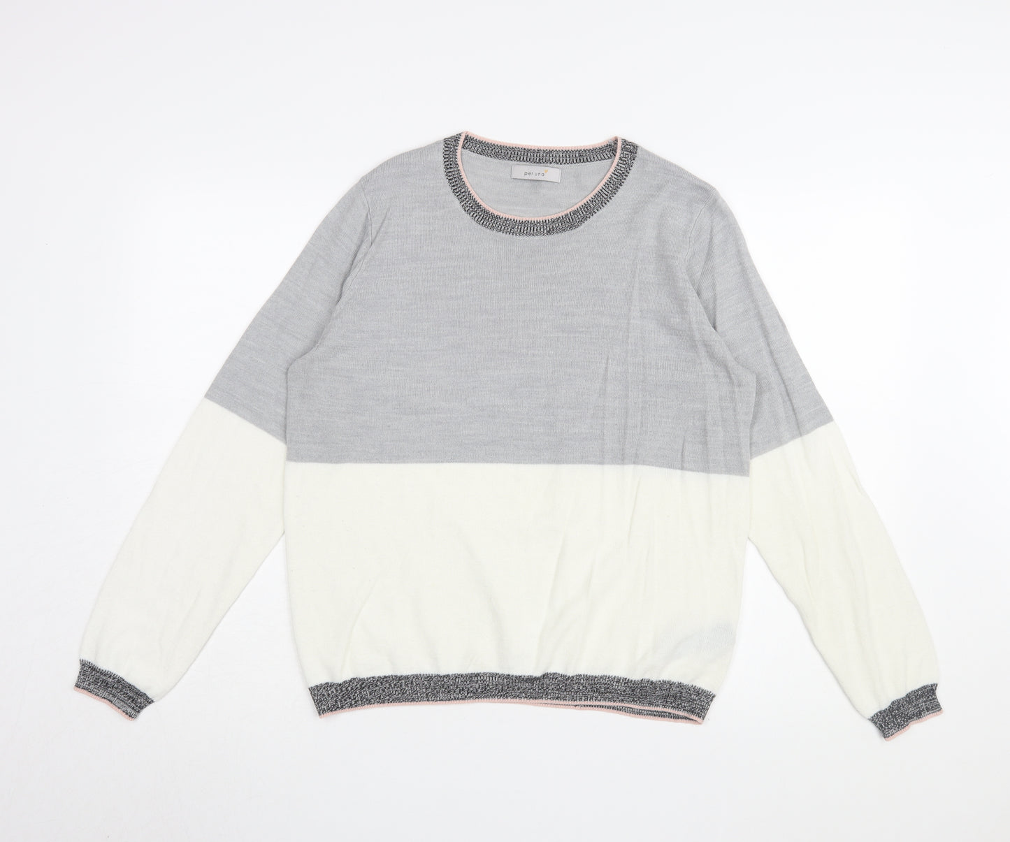 Marks and Spencer Women's Grey Crew Neck Jumper Size 16