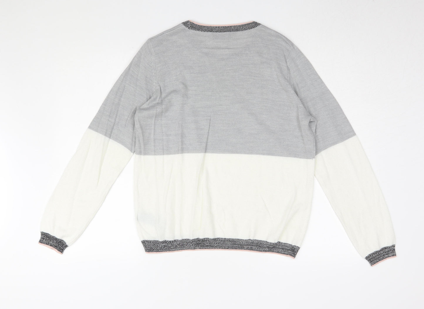 Marks and Spencer Women's Grey Crew Neck Jumper Size 16